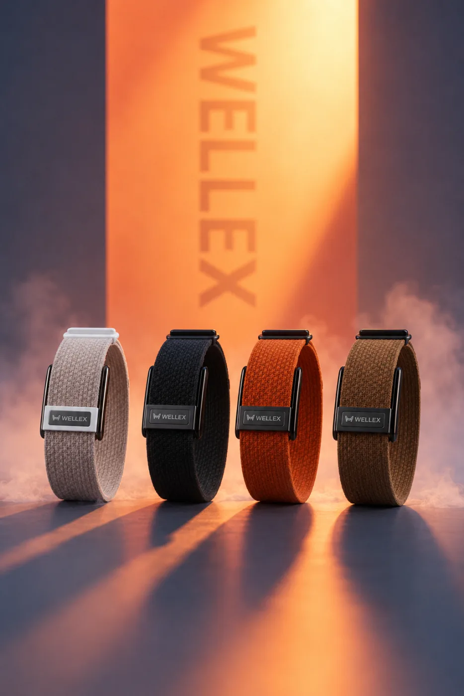 The four colourways of the band laid side by side